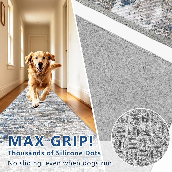 3x5 Area Rug Washable Entryway Rug Non Slip Abstract Tear and Stain Resistance - Image 6