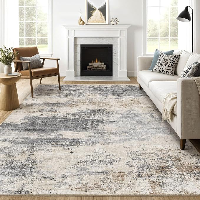 7x9 Area Rugs Living Room: Washable Large Abstract Modern Soft Rug Stain by LOONGRUG