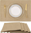 Faux Cotton Linen Placemats Set of 4, Cloth Washable Farmhouse Dining Table Mats by homing