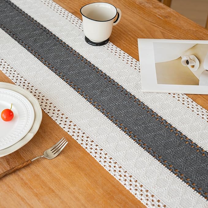 Farmhouse Table Runner for Home Decor 12x48 Grey Fall Home Decor | 48 Inches - Image 4