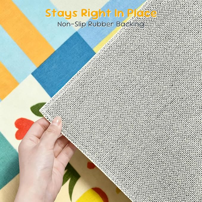 Green Runner Rug for Kids Bedroom, Kids Hallway Washable Rug, Soft Non-Slip - Image 7