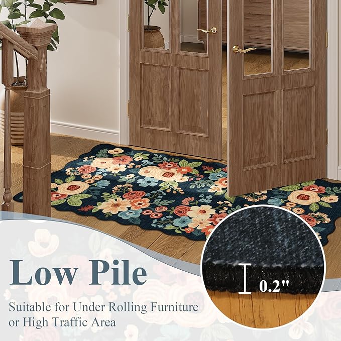 DUKINO 2x12 Runner Rug for Hallway, Soft Floral Washable Kitchen Runner Rug - Image 8