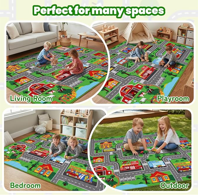 Kids Carpet Playmat Rug 59"x39.4", Car Rug - Image 8