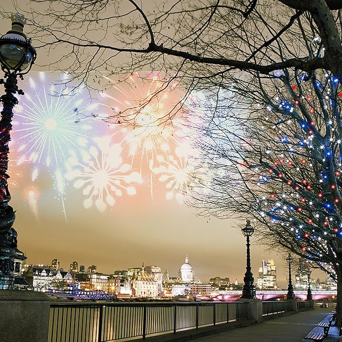 HOME LIGHTING 200 LED 66FT Fairy String Lights, July 4th Patriotic Light with 8 Lighting Modes, Mini Lights Plug in for Indoor Outdoor Independence Day Tree Holiday Party Decor, Red Blue & White