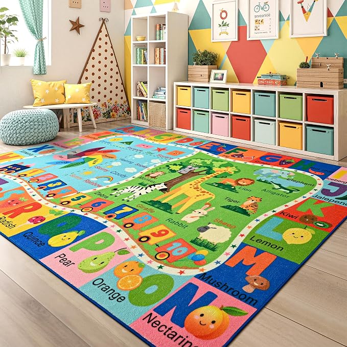 Maxsoft Kids Rug for Playroom, Educational 5x7 Play Mat for Classroom, Washable - Image 8