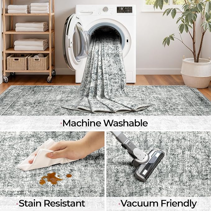 CAPALOCA Machine Washable Rugs Nursery Rug 9x12 Cute Girl Non Slip Low Pile - Image 6