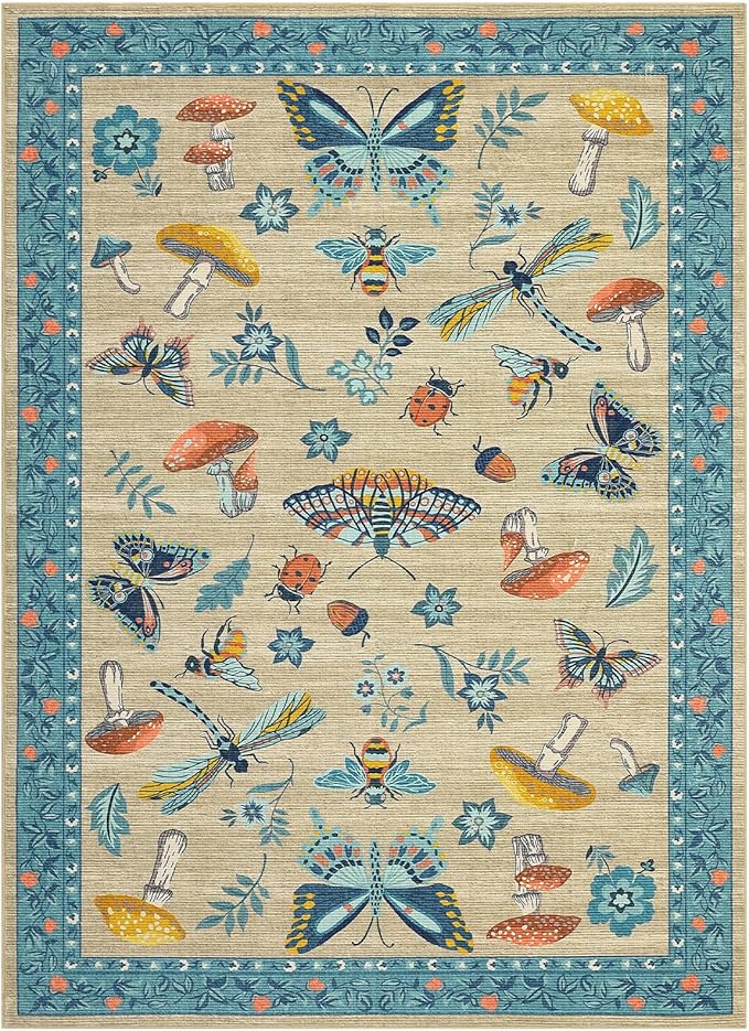 Mushroom Insect 8x10 Area Rugs, Washable Rugs - Image 4