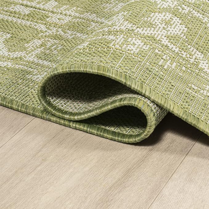 JONATHAN Y Boho Medallion Indoor Outdoor Area Rug 3X5 Green/Cream, Malta - Image 5
