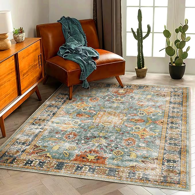 CHAMPLANT Area Rug 5'x7' Washable Vintage Traditional Floor Cover Foldable Thin by CHAMPLANT