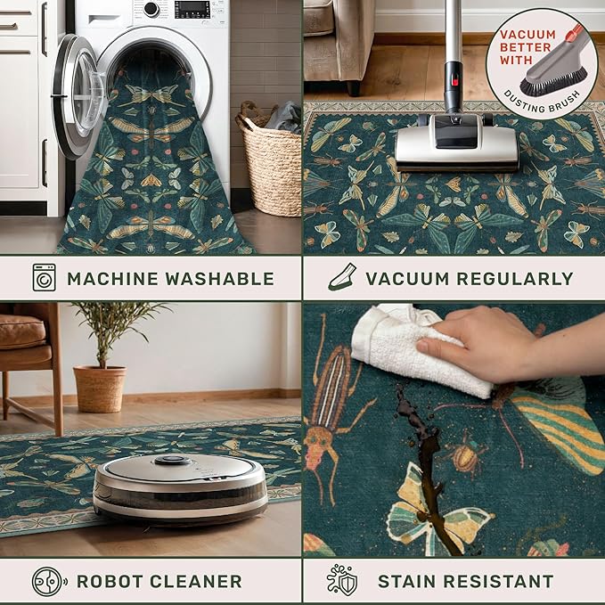 Hazo Haus Washable Runner Rug for Hallway 2'6"x12', Foldable Insect Print Décor - Image 5