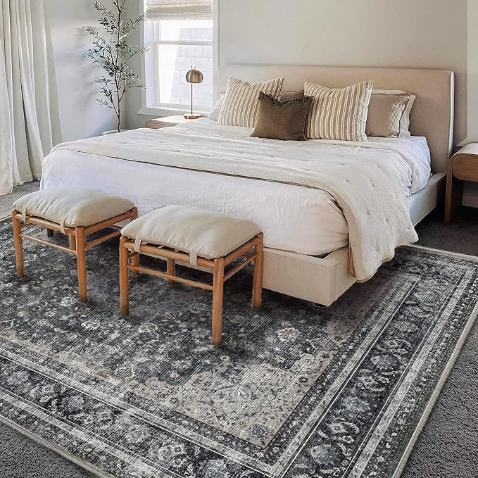CHAMPLANT Area Rug 6'x9' Washable Vintage Traditional Floor Cover Thin Retro - Image 2
