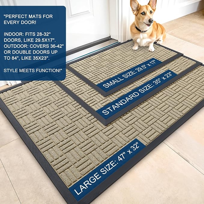 OLANLY Front Door Mat Outside Entrance 29.5x17, Heavy Duty Sturdy Natural - Image 3