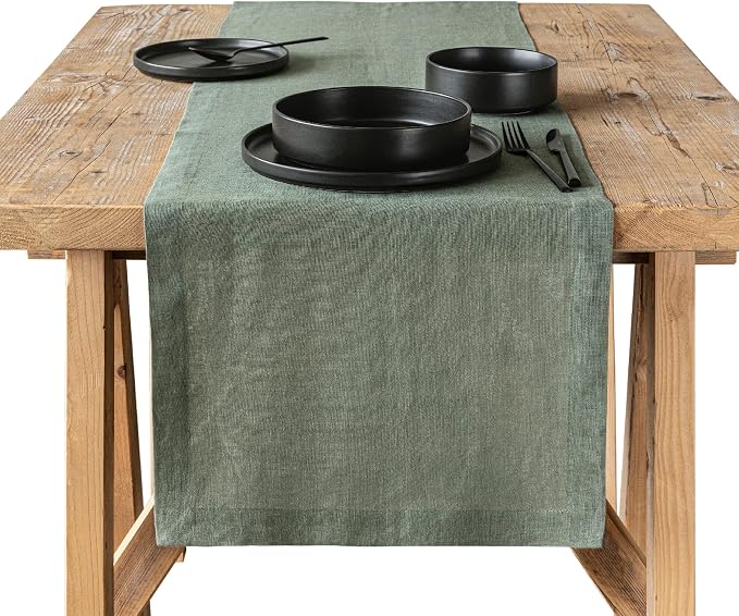 Over&Back 18x90 Washed 100% Linen Table Runner by overback