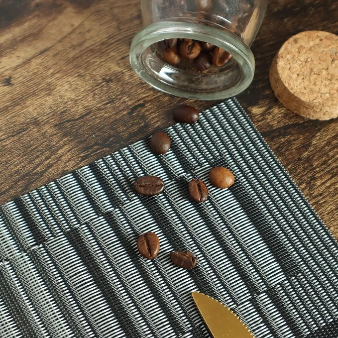 HeloHo Black Placemats Set of 4 Heat-Resistant Washable Place Mats Non-Slip - Image 3