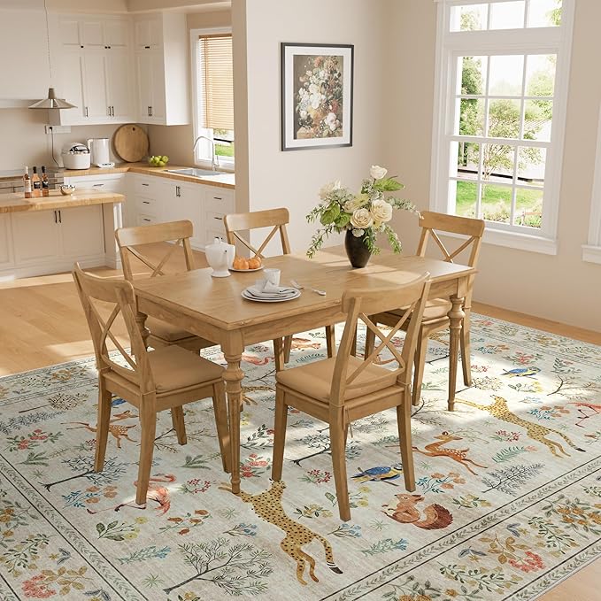 DUKINO 5x7 Rug, Washable Animal Living Room Rug - Image 7