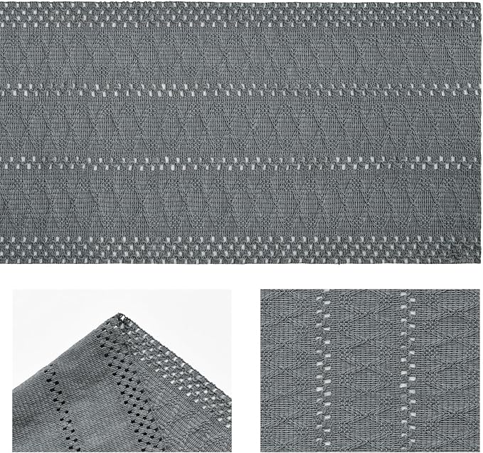 Artoid Mode Dark Grey Woven Farmhouse Hollow Table Runner 12x48 Inch | Holiday - Image 6