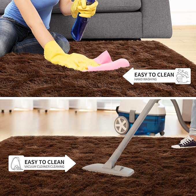 Tepook 5x8 Brown Area Rugs for Living Room Bedroom, Soft Fluffy Plush Shaggy - Image 7