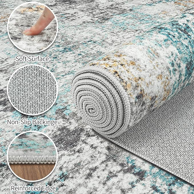 Area Rugs 9x12 Living Room: Large Soft Washable Rug Modern Abstract Anti-Skid - Image 8