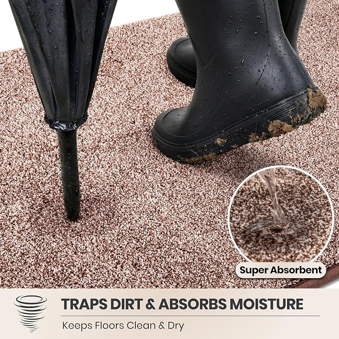 PURRUGS Dirt Trapping Door Mat 24" x 59", Non-Slip Machine Washable Entryway Rug - Image 2