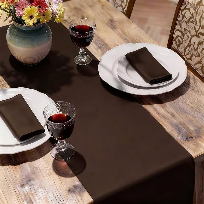 MEANMOY Brown Table Runner 108 Inches Long Waterproof Table Runners | Washable - Image 6
