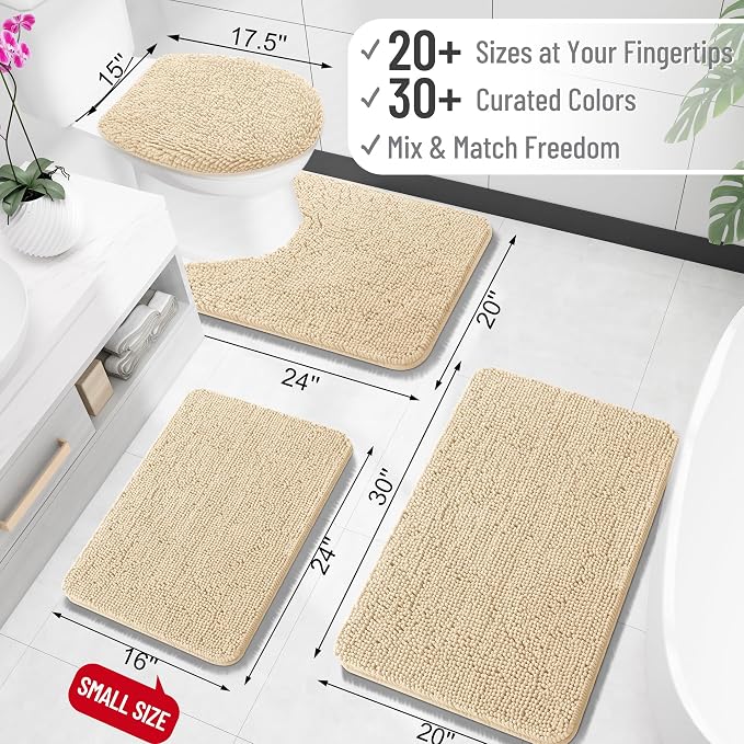 OLANLY Bathroom Rugs 30x20, Extra Soft Absorbent Chenille Bath Rugs, Rubber - Image 2