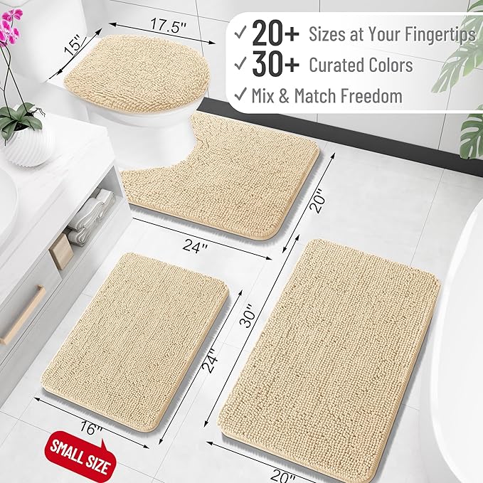 OLANLY Toilet Rugs U-Shaped 20x20, Extra Soft Absorbent Chenille Contour - Image 2