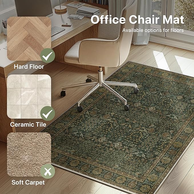 36"x60" Office Chair Mat for Hardwood Tile Floor, Under Desk Carpet Protector - Image 3
