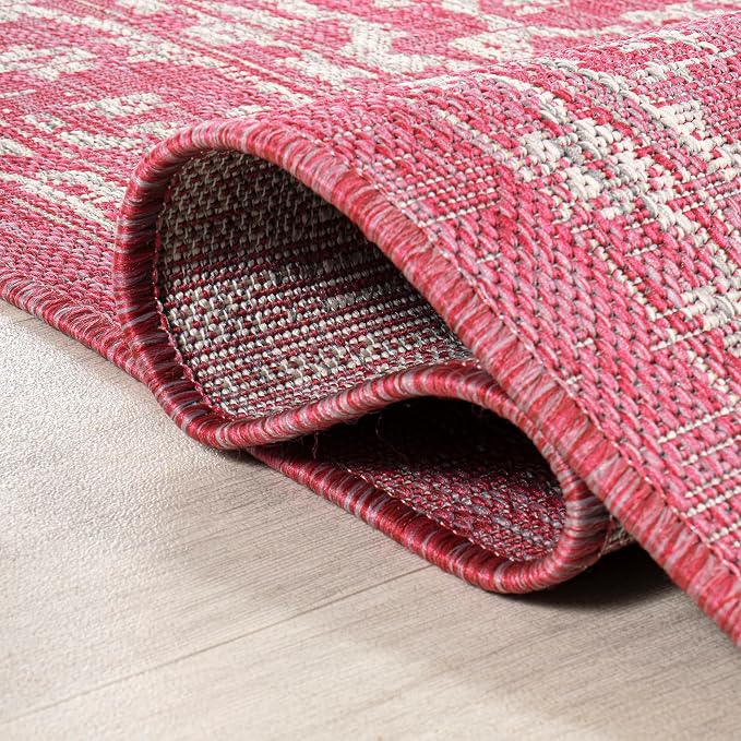 JONATHAN Y Boho Medallion Indoor Outdoor Area Rug 3X5 Fuchsia/Light Gray - Image 6