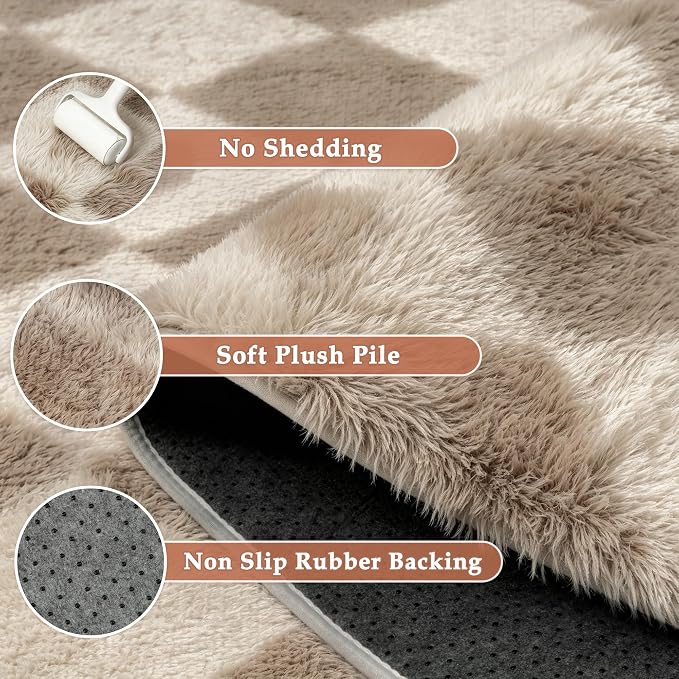 PureCozy Brown 5x8 Area Rug for Living Room Washable Non Slip Neutral Soft - Image 5