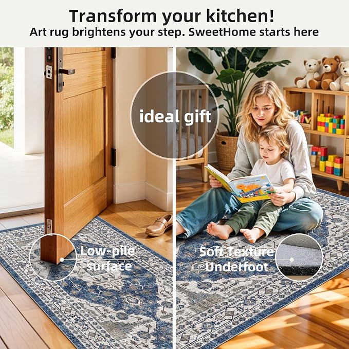 Washable 4-Piece Kitchen Floor Mats: Farmhouse Non-Slip Kitchen Sink Rug Easy - Image 4