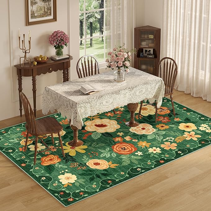 DUKINO 5x7 Area Rug, Floral Rugs - Image 4