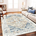 CHAMPLANT Washable Area Rug 8x10 Boho Chic Medallion Distressed Design by CHAMPLANT