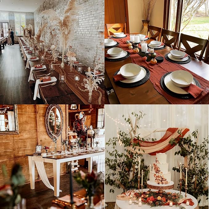 12 Pack Beige Cheesecloth Table Runner 10ft Boho Gauze Cheese Cloth Table - Image 7