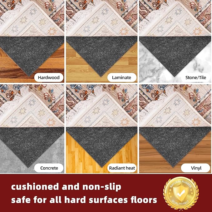 BAGAIL Felt and Natural Rubber Backing Rug Pads 3/8” Thick, 3 x 5 Ft Non Slip - Image 5