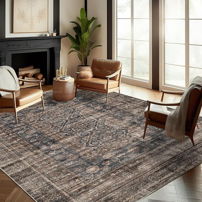 CHAMPLANT Washable Area Rug 10'x14' Boho Design Non-Shedding Easy Care Ideal - Image 2