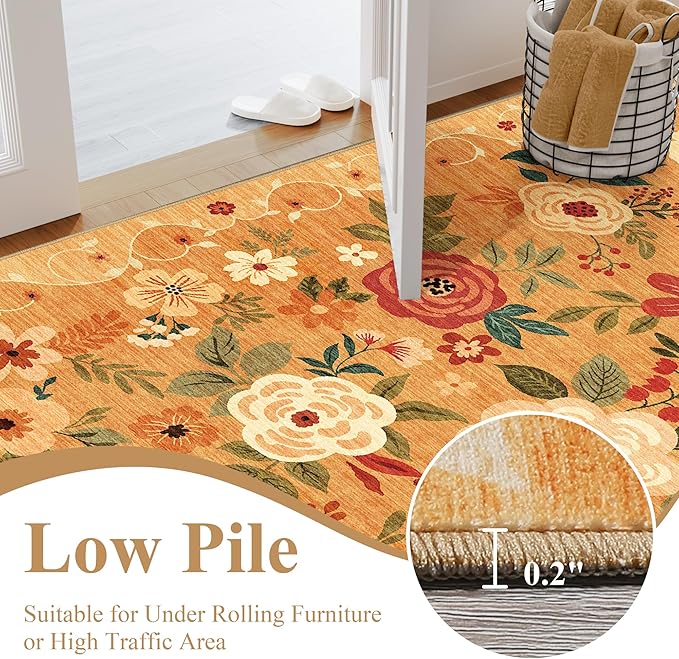 DUKINO 9x12 Area Rug, Floral Rugs - Image 6