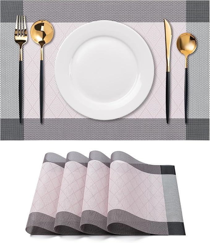 Placemats Set of 4 Washable Indoor | Outdoor Vinyl Place Mats by CADONO