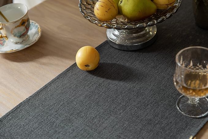 Graphite Grey Table Runners 72 Inches Long, Burlap Linen Style Rustic Farmhouse - Image 5