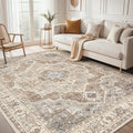 6x9 Washable Area Rug: Vintage Neutral Soft Non Slip Thin Large Floor Carpet by MICGEEK