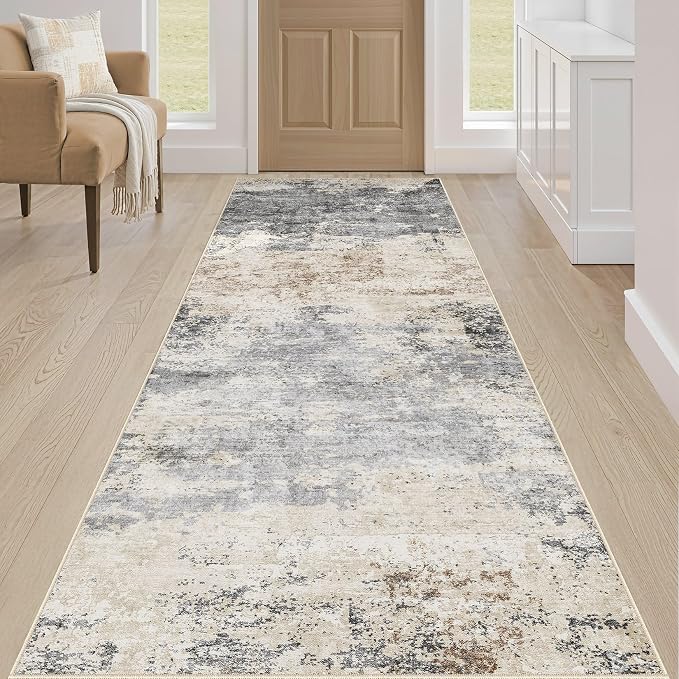 Runner Rug Kitchen Washable Rugs: 3x10 Non-Slip Abstract Soft Modern Stain - Image 4