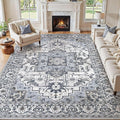 8x10 Area Rugs Living Room: Washable Vintage Rug Large Non-Slip Stain Resistant by JessibouAreaRug