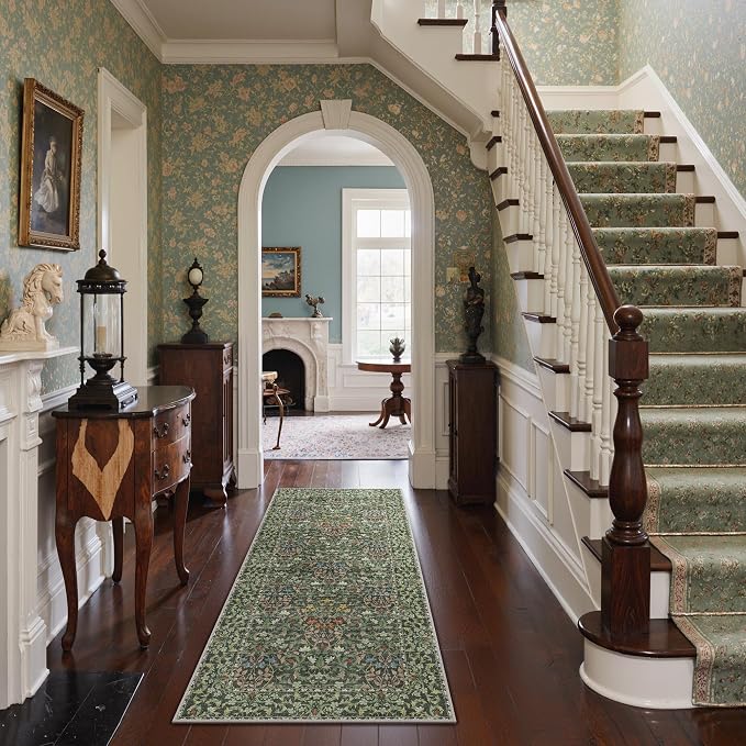 GENIMO Floral Washable Runner Rug 2’6” x 6’, Non-Slip Long Hallway Carpet - Image 4
