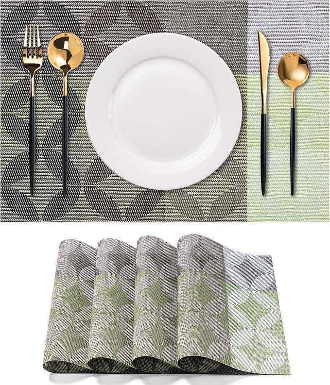 Placemats Set of 4 Washable Indoor | Outdoor Vinyl Place Mats by CADONO