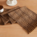 Macrame Style Boho Table Runner, 12x90 Inch Caramel | Woven Boho Table Runner by ZEEMARTONLINE