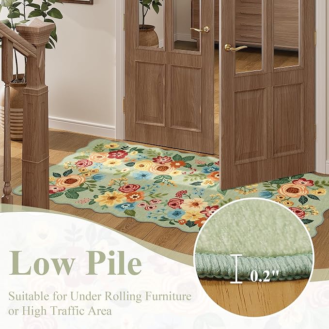 DUKINO 2x3 Entryway Rug, Floral Washable Indoor Door Mat - Image 9