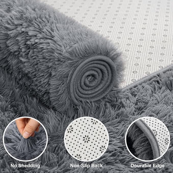Shag Area Rugs for Bedroom Living Room, 5X8 Ultra Soft Fluffy Area Rugs for Dorm - Image 4
