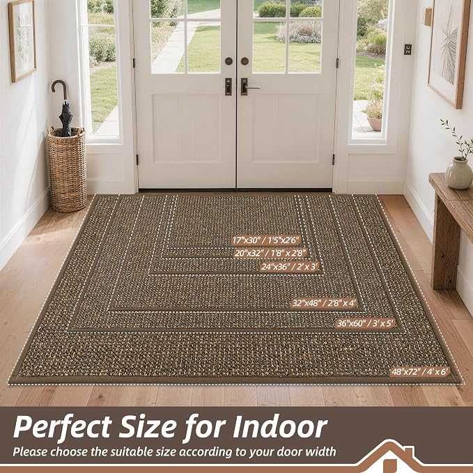BEQHAUSE Dirt Trapper Door Mat 17" x 30", Non-Slip Doormats Washable Entryway - Image 2