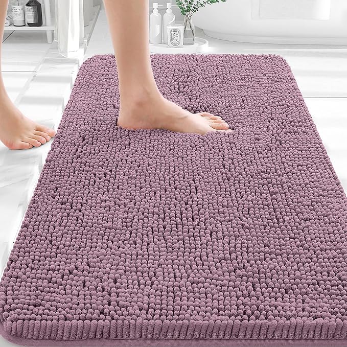 OLANLY Bathroom Rugs 30x18, Extra Soft Absorbent Chenille Bath Rugs, Rubber by OLANLY