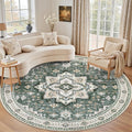 Round Area Rug for Living Room: 6ft Washable Vintage Boho Soft Thin Circle Rug by EXPEDIX
