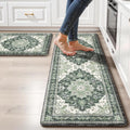 Boho Kitchen Mats for Floor 2 Piece Set Anti Fatigue Cushioned PVC Kitchen Rugs by tubeamin